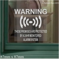 6 x Premises Protected-Monitored Alarm System Stickers for Windows - 24hr Security Warning Signs for House, Flat, Business, Property-Self Adhesive Vinyl Sign 